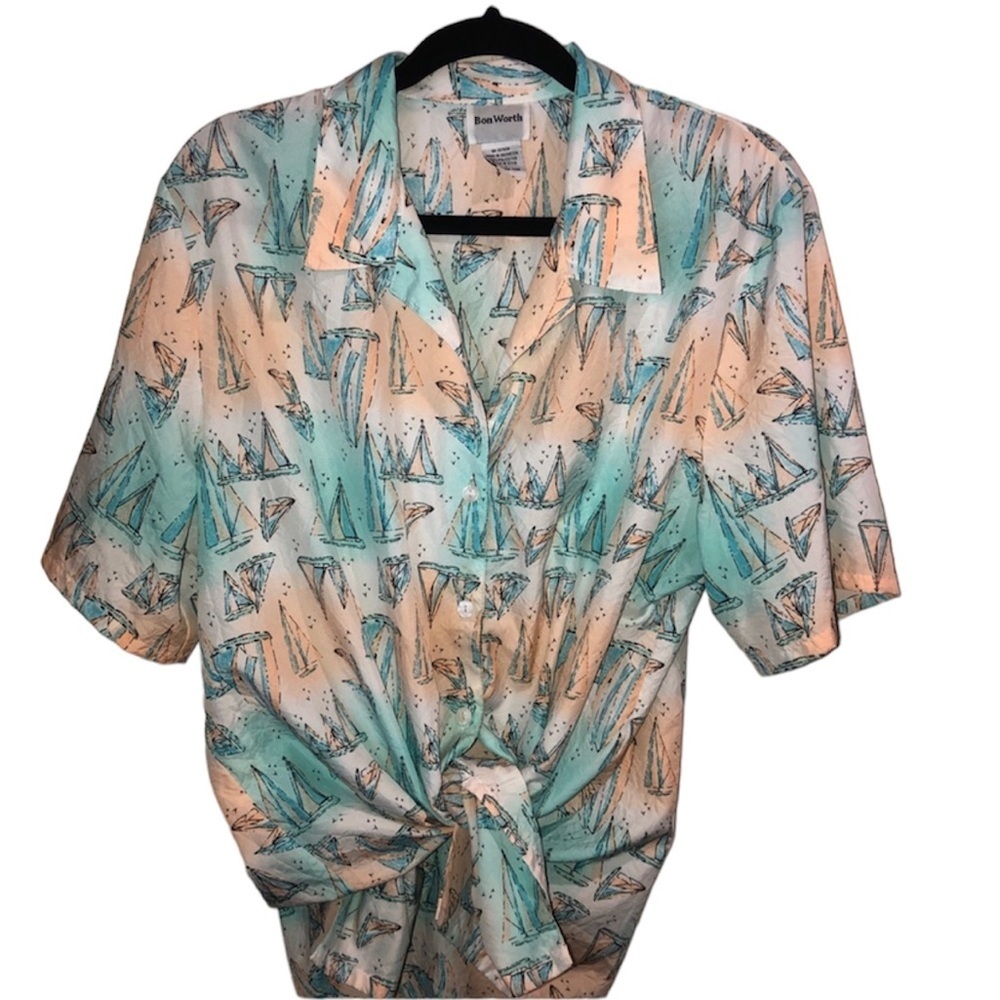 Vintage Bon Worth Novelty Print Shirt Size Large